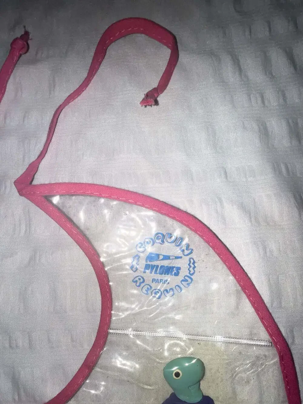 Pylones Paris Clear Plastic Baby Bib with Floating Animal Figures Made in PARIS